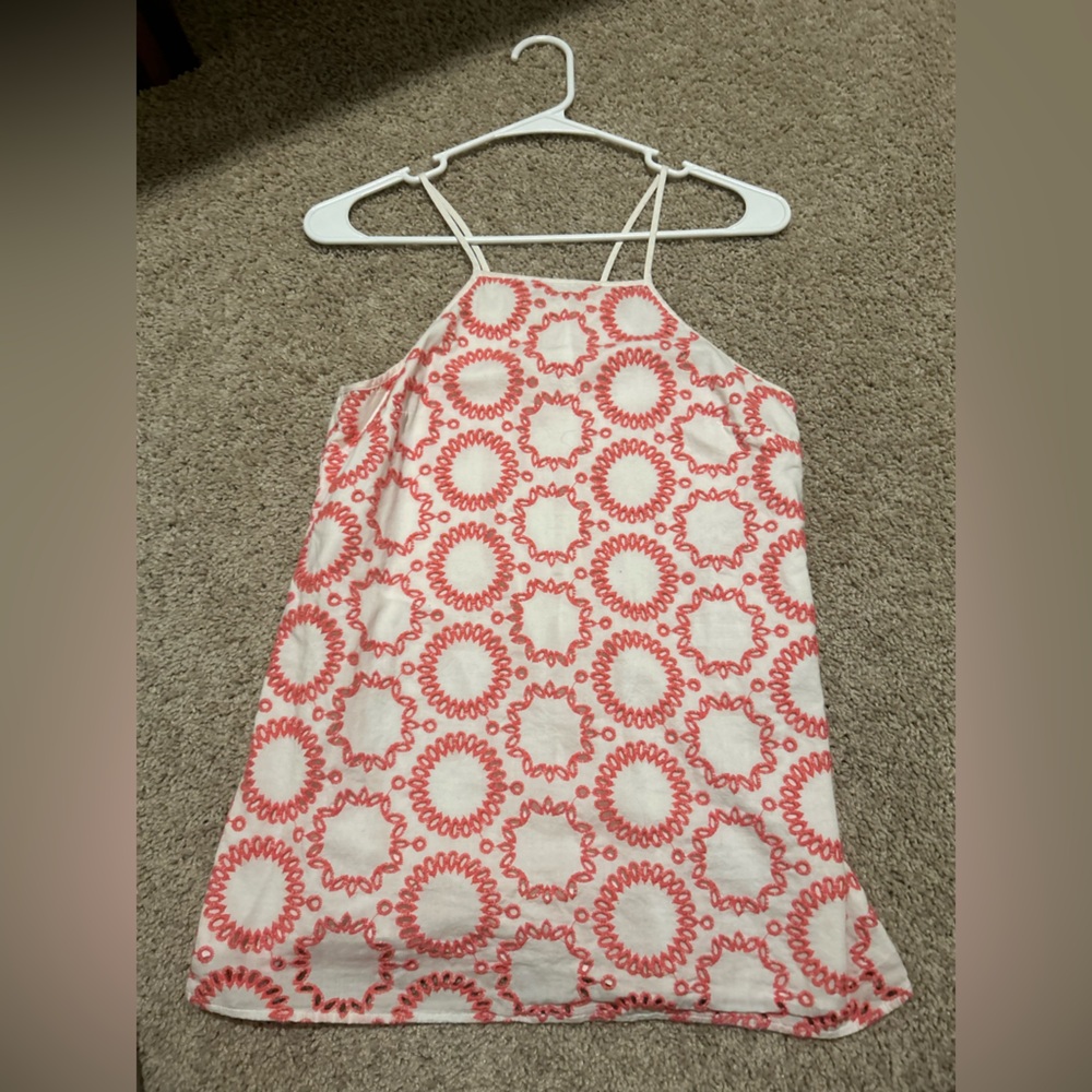 Banana Republic Coral and White Patterned Sleeveless Top